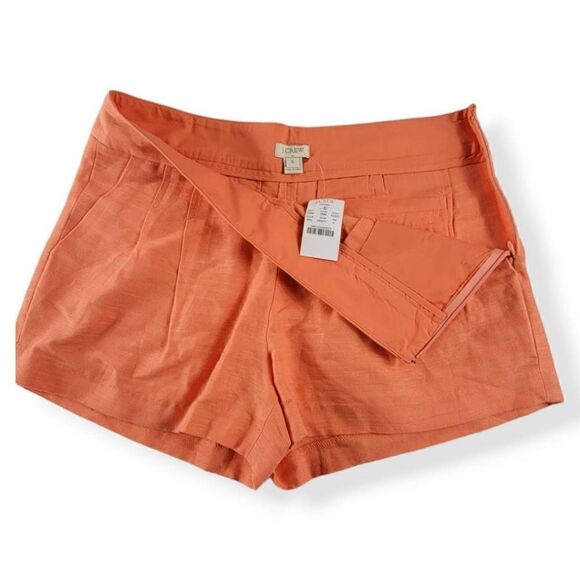 J. Crew Pleated Front Apricot Linen Blend shorts size 6 - Picture 2 of 3